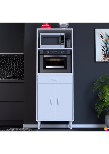 Ora 48 cm Derinlikte Beyaz Mutfak/kiler Dolabı 60X162,4X48 cm 1 Çekmece 2 Kapak Modüler Dolap fırsatları