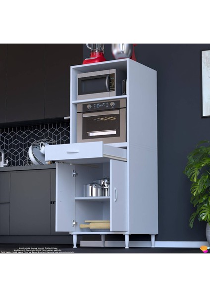 Ora 48 cm Derinlikte Beyaz Mutfak/kiler Dolabı 60X162,4X48 cm 1 Çekmece 2 Kapak Modüler Dolap indirimleri