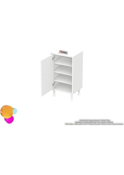 Nirat 35 cm 4 Bölmeli Beyaz Banyo Mutfak Dolabı 3 Raflı Kapaklı Çok Amaçlı Dolap 35X75X32,5 cm