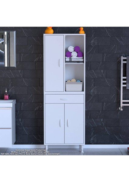 Vellum Beyaz Dolap 60X173X32,5 cm Ebatlarında Çok Fonksiyonlu 60 cm Genişlikte Banyo Dolabı fırsatları