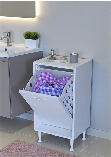 Sare 35 cm Beyaz Sepetli Banyo Dolabı,mutfak Dolabı 35X75X32,5 cm Oyuncak Sepeti Çok Amaçlı Dolap