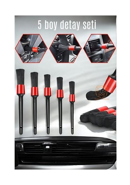 Hsnet 5 Boy Araç Detay Temizlik Fırça Seti Slalom Design - TGR2971-1875