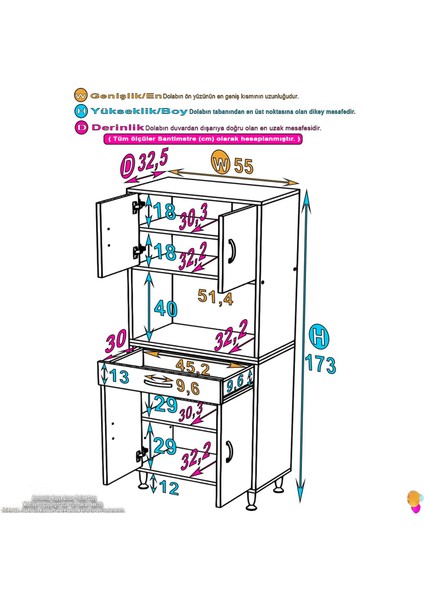 Nordi 4 Kapak 2 Raflı Beyaz Dolap 55X173X32,5 cm Çekmeceli Çok Amaçlı Banyo/mutfak Dolabı fiyatları