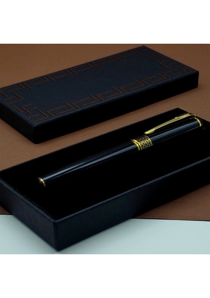 Gold İşlemeli Siyah Metal Roller Kalem