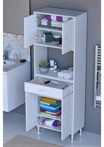 Artex 55 cm Yüksek Organizasyonlu Boy Dolabı 55X173X32,5 cm Beyaz Banyo/mutfak Dolabı