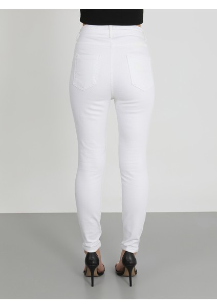 Beyaz Slim Fit Jeans Pantolon modelleri