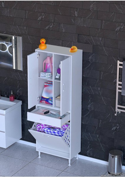 Pine 55 cm Genişlikte Dolap 55X171X32,5 cm Banyo/mutfak Dolabı Iki Kapaklı Sepetli Dolap modelleri