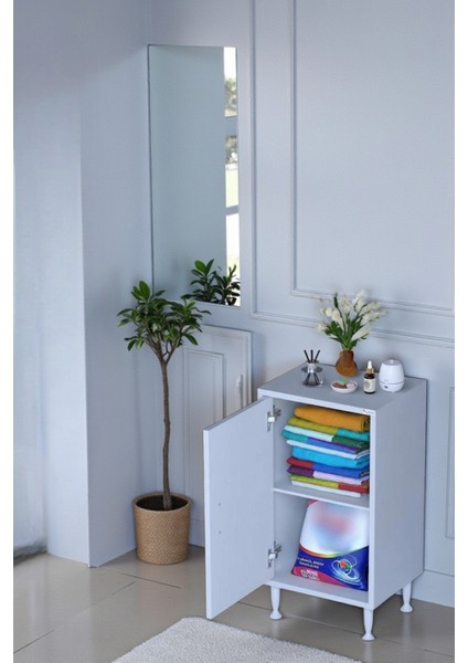 Arden 40 cm Beyaz 2 Bölmeli Banyo Düzenleyici Dolap 1 Raflı Çok Amaçlı Mutfak Dolabı 40X75X32,5 cm