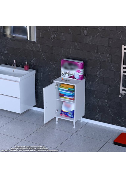 Arden 40 cm Beyaz 2 Bölmeli Banyo Düzenleyici Dolap 1 Raflı Çok Amaçlı Mutfak Dolabı 40X75X32,5 cm fırsatları