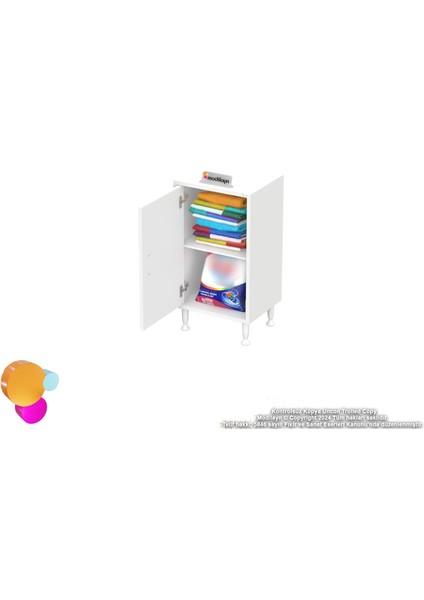 Arden 40 cm Beyaz 2 Bölmeli Banyo Düzenleyici Dolap 1 Raflı Çok Amaçlı Mutfak Dolabı 40X75X32,5 cm