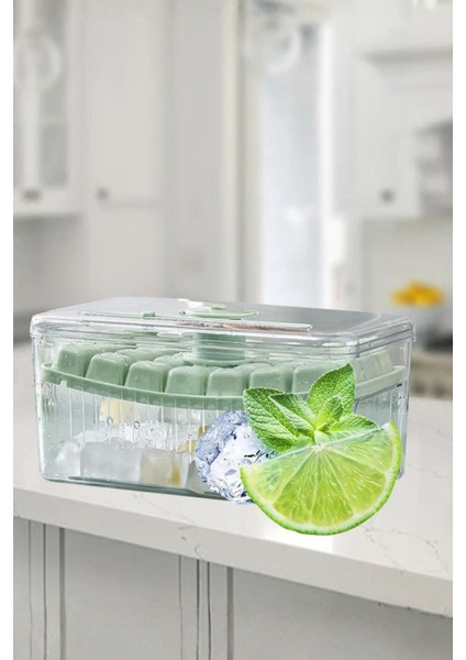 56'lı Basmalı Mekanizmalı Buz Kalıbı Buzluk Hazneli Saklama Kutusu Şeffaf Kapaklı fiyatları