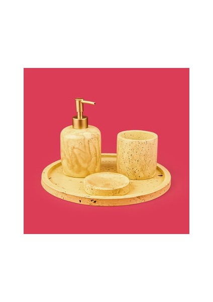 Bath Traverten Görünümlü Banyo Seti - Bej