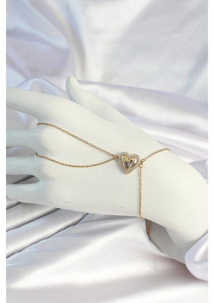 316L Çelik Zincirli Gold Renk Kalp Figürlü Şahmeran