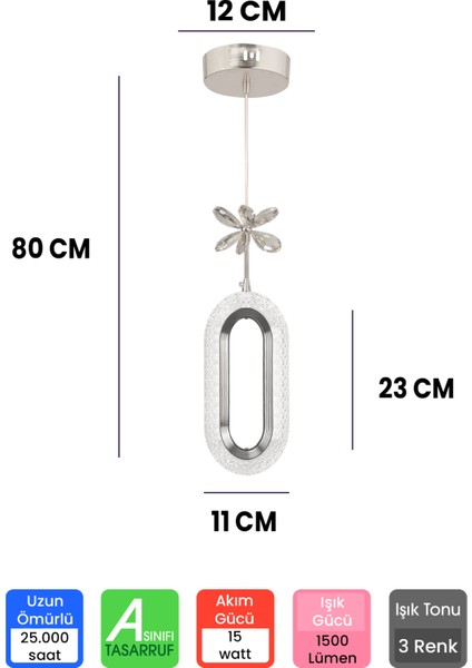 Elips Tasarımlı 4'lü Modern Krom Ledli Kumandalı Avize fiyatları