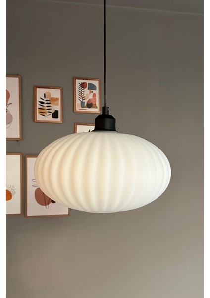 Şık Beyaz Cam Yarım Lale Sarkıt Aydınlatma, Restoran ve Salonlar Için