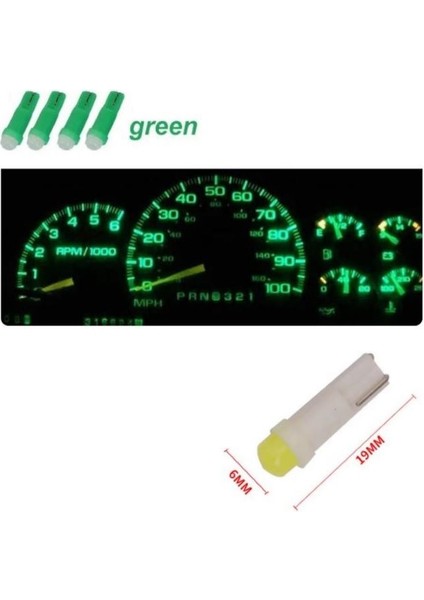 (4xadet) 1 Set 12V LED Mını Dipsiz T5 Green (Mini Dipsiz Ampul Yeşil)