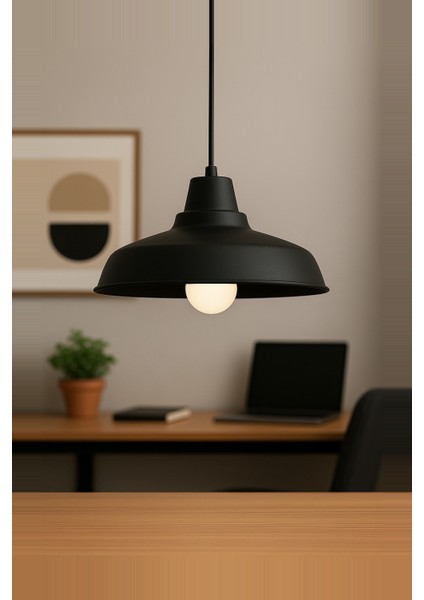 Şık Siyah Metal Sarkıt Avize, Modern Endüstriyel Tarz, Hafif ve Zarif Tasarım