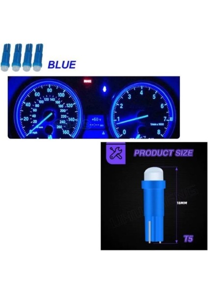 (4xadet) 1 Set 12V LED Mını Dipsiz T5 Blue (Mini Dipsiz Ampul Mavi)