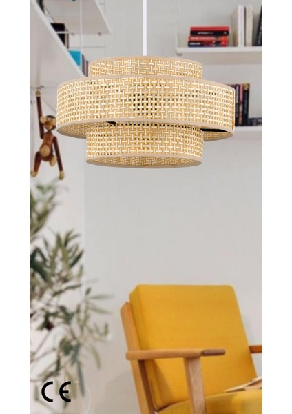 Doğal Hazeran Rattan 3 Katlı Çeşitli Oda Dekor Avizesi