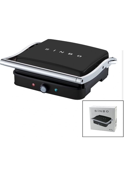 Siyah Izgara ve Tost Makinesi Ayarlanabilir Isı 180 Derece Açılabilir Üst Gövde SSM-2571 (5047)