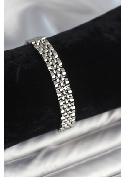 316L Çelik 9 mm Kalınlıkta Gümüş Renkli Erkek Bileklik - TJ-EB3774