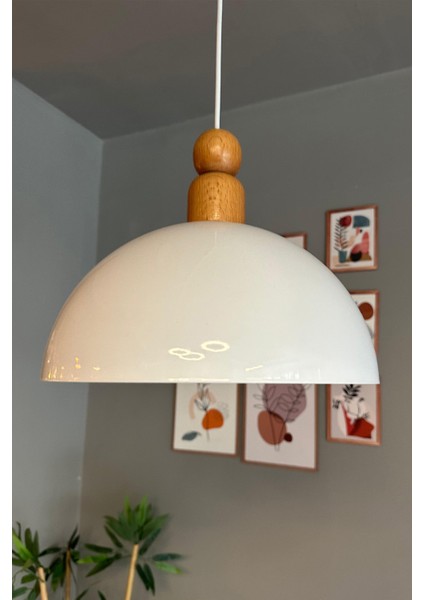 Beyaz Ahşap Boncuklu Sarkıt Avize, Şık ve Zarif Salon Aydınlatması fiyatları