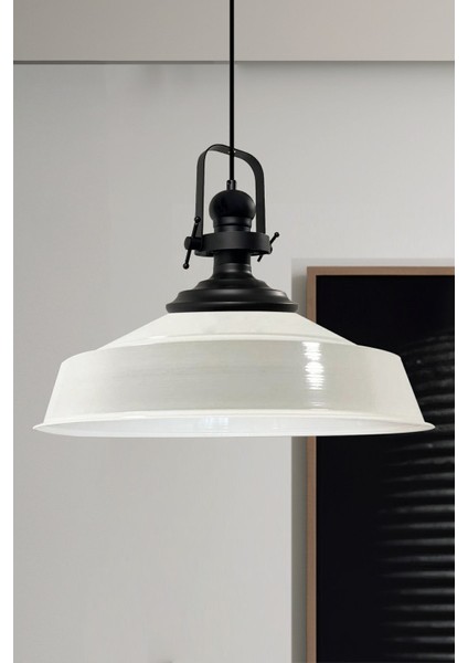 Şık Beyaz Iç Asaletli Tekli Retro Sarkıt Avize, Restoran ve Cafe Dekorasyonu