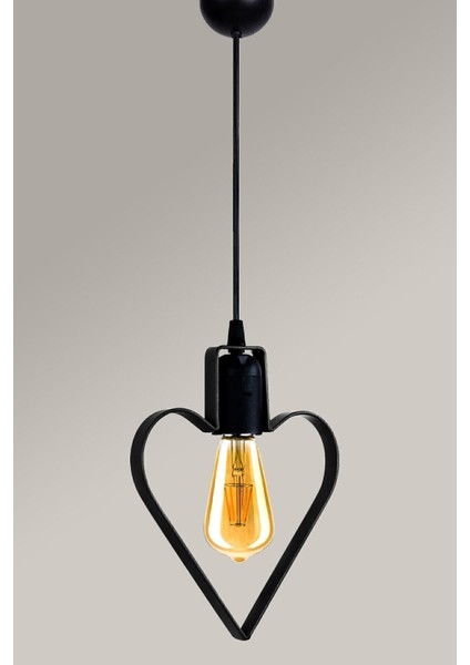 Kalpli Metal Sarkıt Avize, Yatak Odası Için Rustik Siyah Tavan Lambası