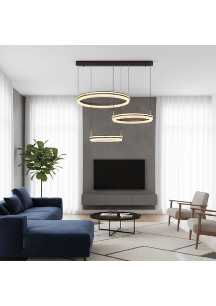 Şira 3'lü Sarkıt Avize, Kahve, Modern Tasarım, Şık Aydınlatma, Dekorasyon