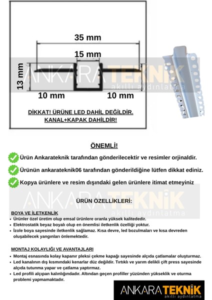 Gömme LED Kanalı 18M, Beyaz Sıva Altı ve Ankastre LED Kanalı Seti fiyatları