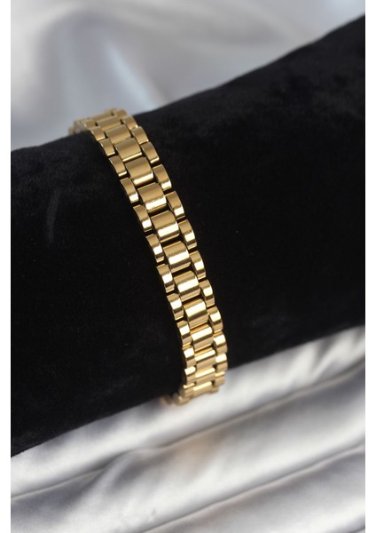 316L Çelik Gold Renk 9 mm Kalınlık Erkek Bileklik - TJ-EB3770