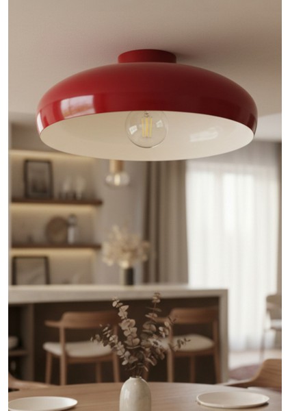 Kırmızı Plafonyer Iç Renk Beyaz, Oturma Odası, Salon, Mutfak, Kafe, Ofis Dekorasyonu