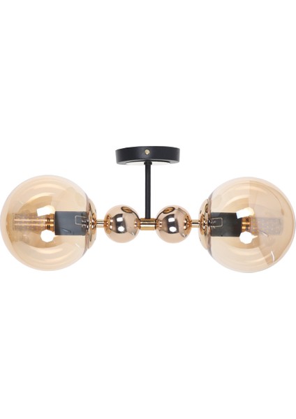 Şık Siyah Gold 2 Bal Camlı Plafonyer Avize Takımı fiyatları
