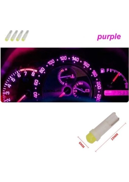 (4xadet) 1 Set 12V LED Mını Dipsiz T5 Purple (Mini Dipsiz Ampul Mor)