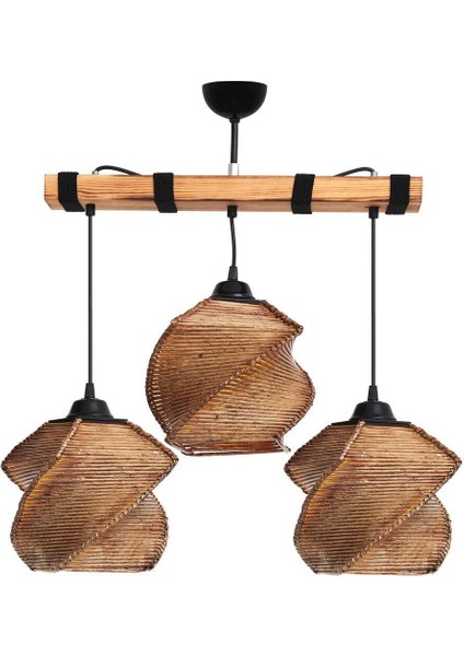 Şık 3'lü Ahşap Avize, Modern ve Sıcak Tasarım, Evinize Zarafet Katacak fiyatları