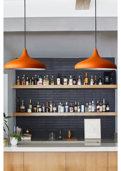 Turuncu Avize Çiftli Sarkıt Işıklandırma, Salon, Mutfak ve Restoran Için