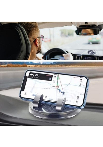 360° Ayarlanabilir Kaymaz Araç Telefon Tutucu Numaratörlü Yatay/dikey