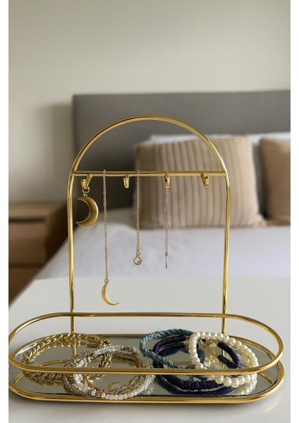 Şık Oval Altın Renkli Takı Standı, 4 Kanca ile Düzenli Sergileme fiyatları