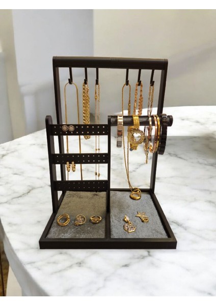Kadife Kaplı Takı Standı, Çok Bölmeli Mücevher Organizer & Fonsiyonlu fiyatları