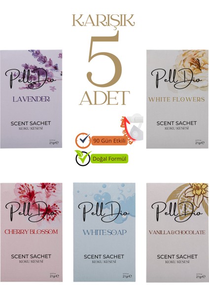 5'li Karışık Ayakkabılık Dolap ve Çekmece Parfümlü Kese Kokusu Oda Koku Kesesi-3