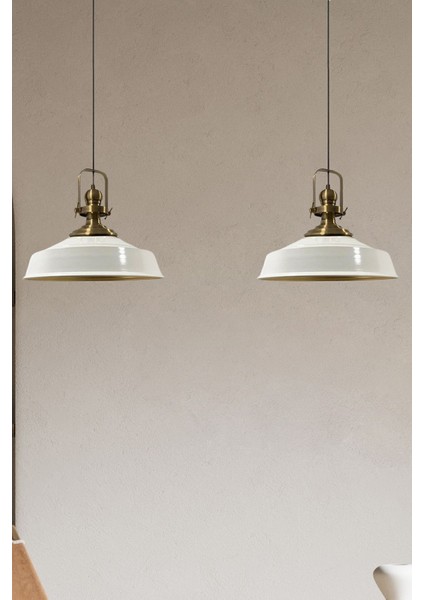 Beyaz Asaletli Ikili Retro Sarkıt Avize, Mutfak ve Salon Dekoru