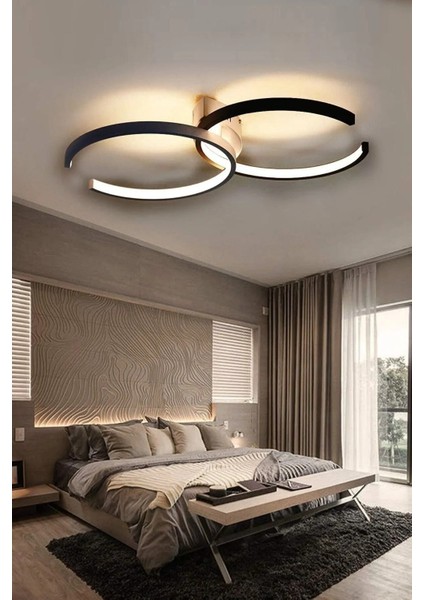 Duru Modern Siyah ve Beyaz LED Avize, Salon, Mutfak ve Hol Için