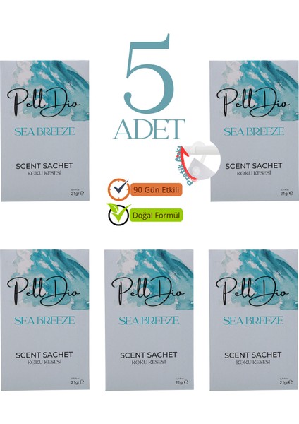 5'li Sea Breeze Ayakkabılık Dolap ve Çekmece Parfümlü Kese Kokusu Oda Koku Kesesi