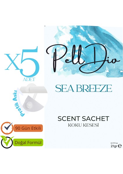 5'li Sea Breeze Ayakkabılık Dolap ve Çekmece Parfümlü Kese Kokusu Oda Koku Kesesi fiyatları