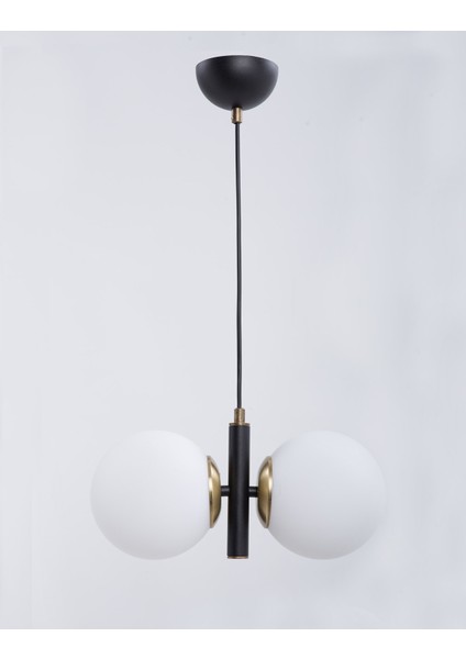 Şık Siyah Eskitme Kaplama Beyaz Camlı Avize, Modern ve Zarif Aydınlatma