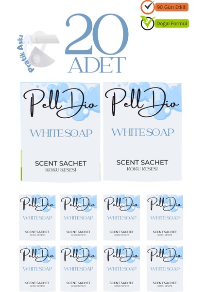 20'li White Soap Ayakkabılık Dolap ve Çekmece Parfümlü Kese Kokusu Oda Koku Kesesi