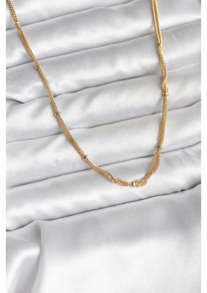 14K Gold Renk Kaplama Topçuk Zincirli Model cm Kadın Kolye - TJ-BKO10734