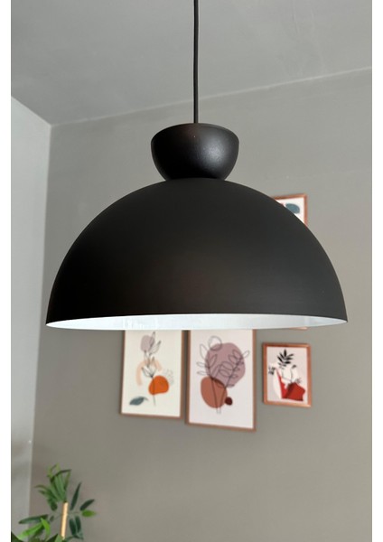 Siyah Avize ve Şapka Dekoratif Sarkıt, Salon, Kuaför ve Cafe Aydınlatması