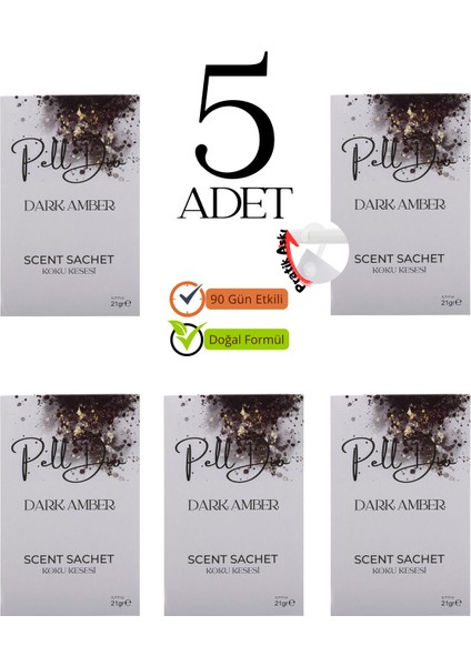 5'li Dark Amber Ayakkabılık Dolap ve Çekmece Parfümlü Kese Kokusu Oda Koku Kesesi