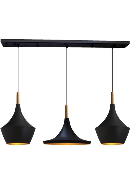 Üçlü Ahşap Avize, Modern Sarkıt, Yemek Masası Üstü, Iç Mekan Dekoru